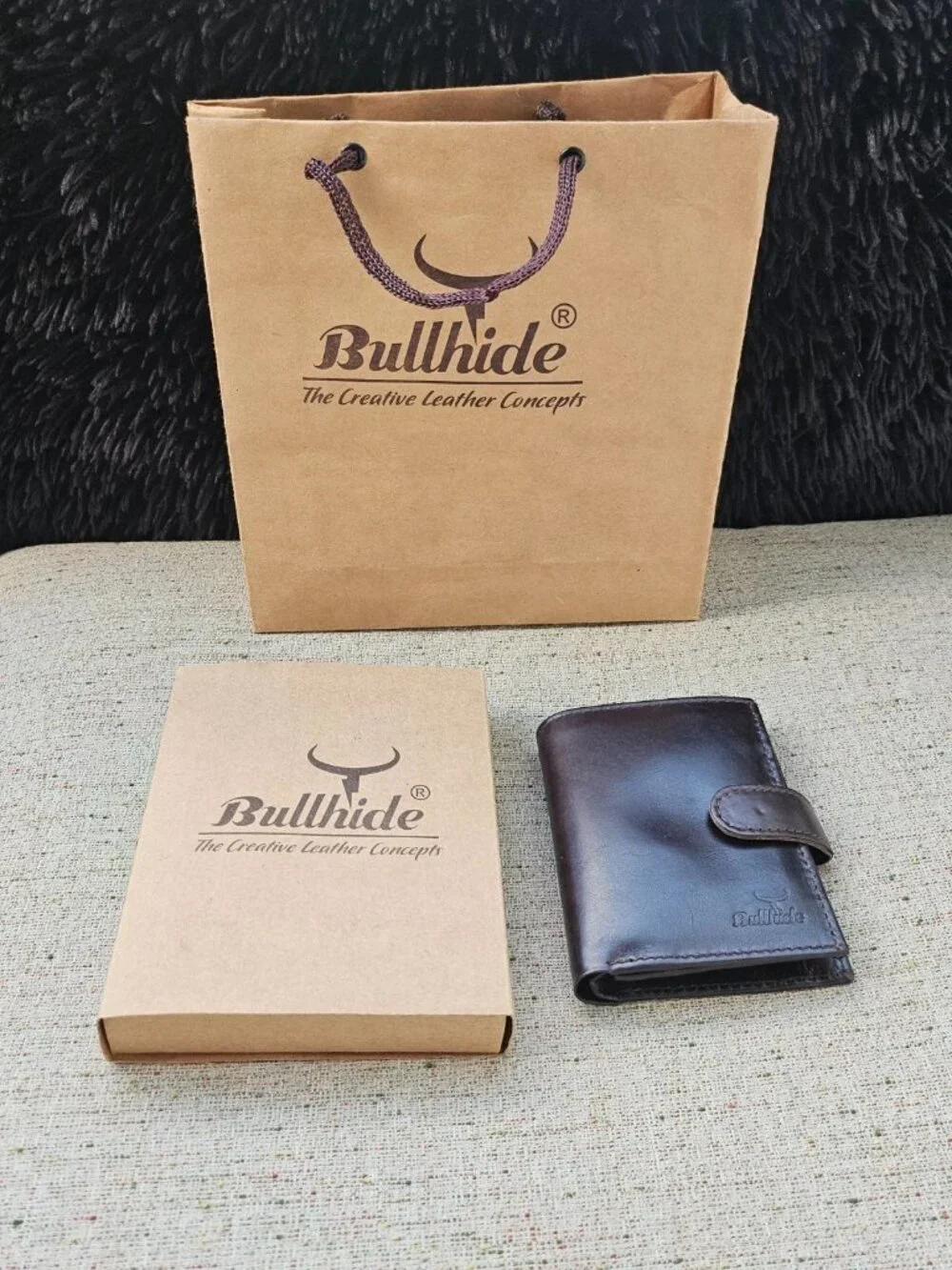 Handmade Wallet Purse Clutch Card Holder Brown Genuine Leather W/ Box & Bag